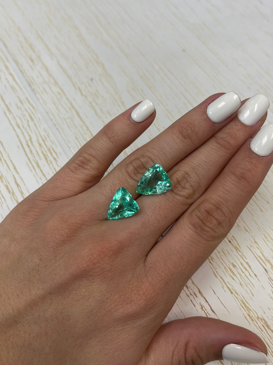 15.76 Carats of Green Colombian Emeralds - Perfectly Matched Trillions