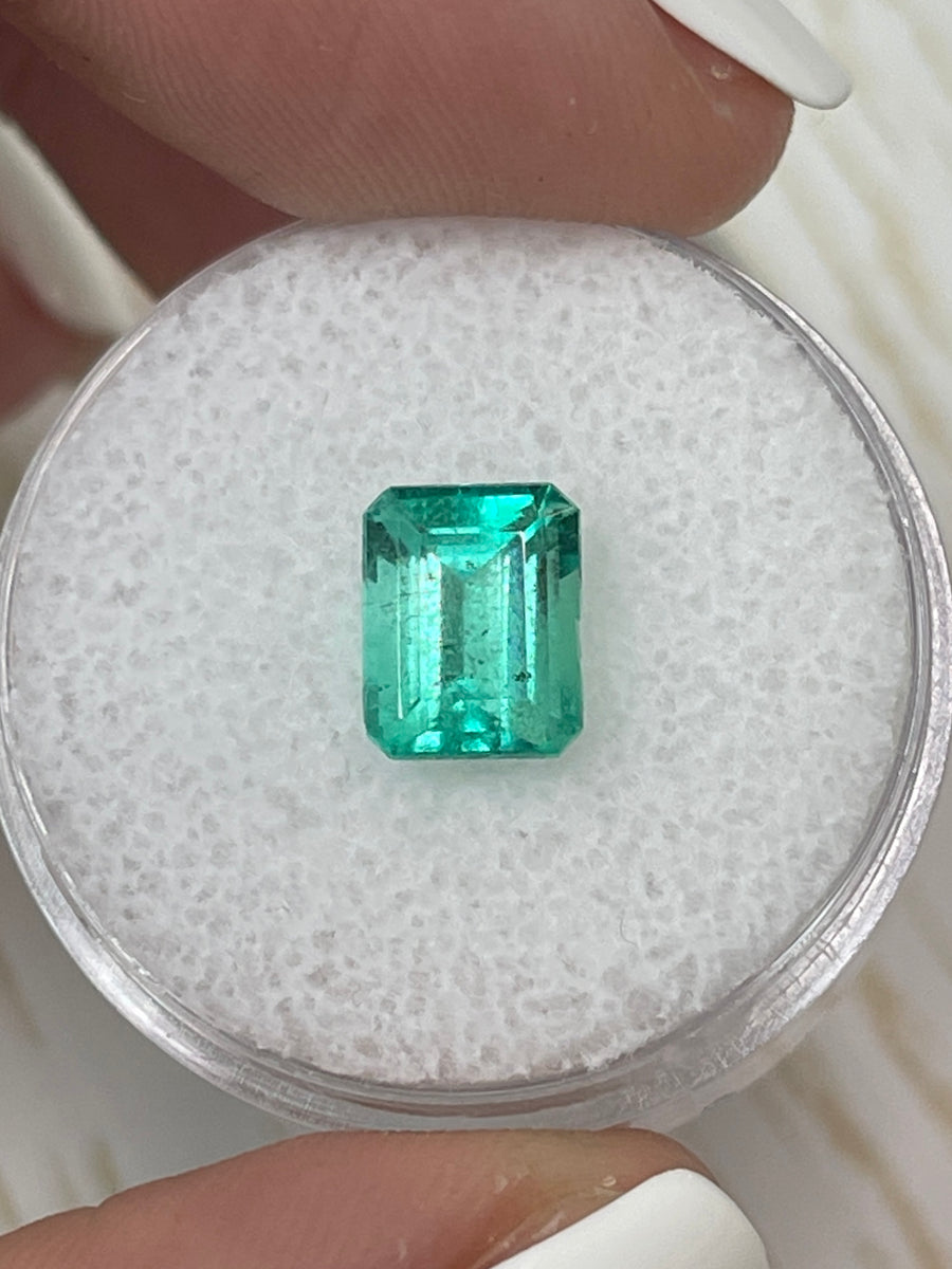 Emerald Cut 1.91 Carat Colombian Emerald in a Delicate Bluish Green Shade