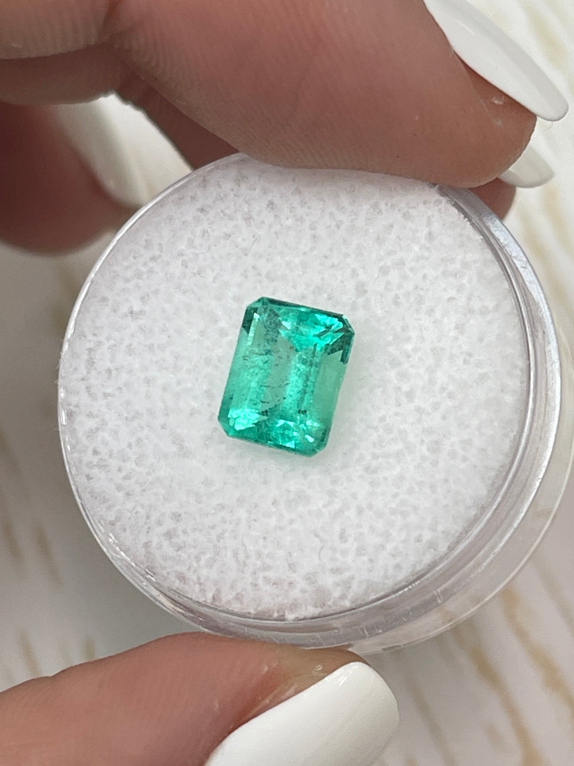 Gorgeous 1.91 Carat Loose Colombian Emerald - Pastel Bluish Green Hue