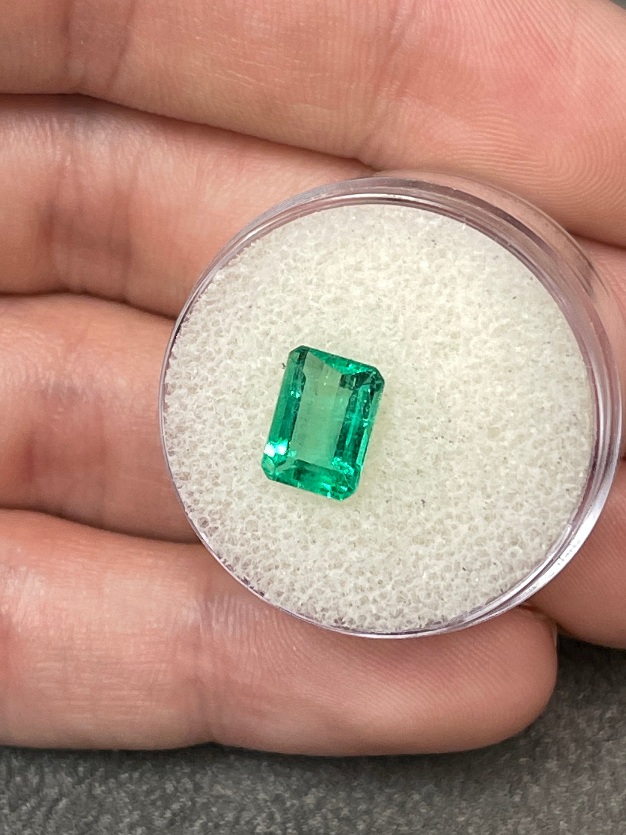 1.50 Carat Emerald Cut Colombian Emerald Gem - Rich Green Shade