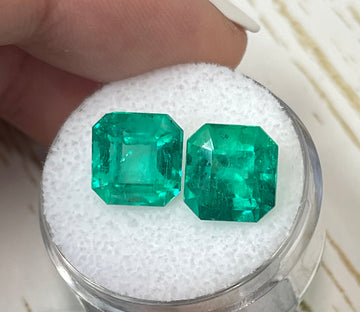 Asscher Cut Colombian Emeralds - Set of Two, Totaling 8.60 Carats