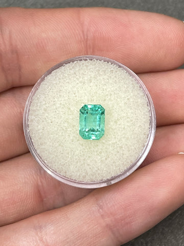 Emerald Cut Colombian Emerald - 1.53 Carat Genuine Sea Foam Green Gem
