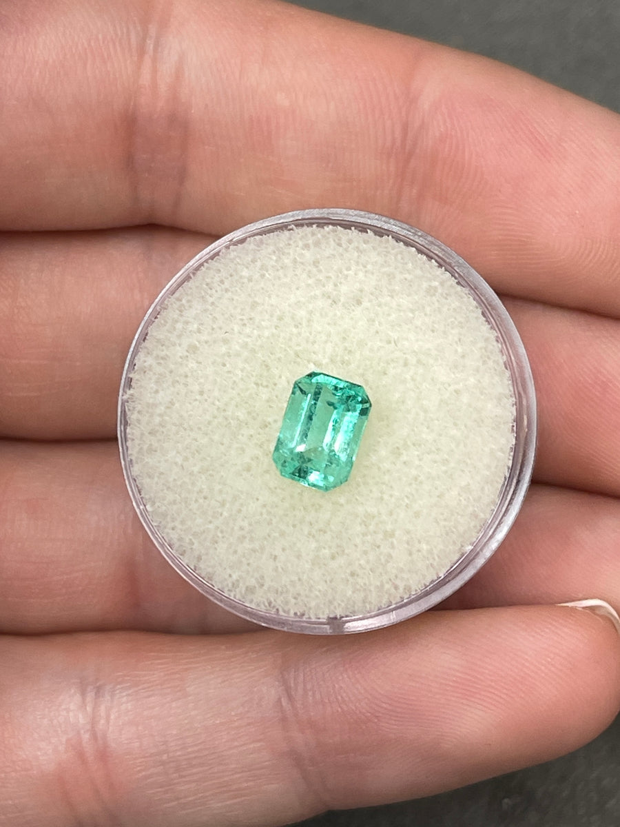 1.53 Carat Sea Green Colombian Emerald - Authentic Loose Emerald Cut