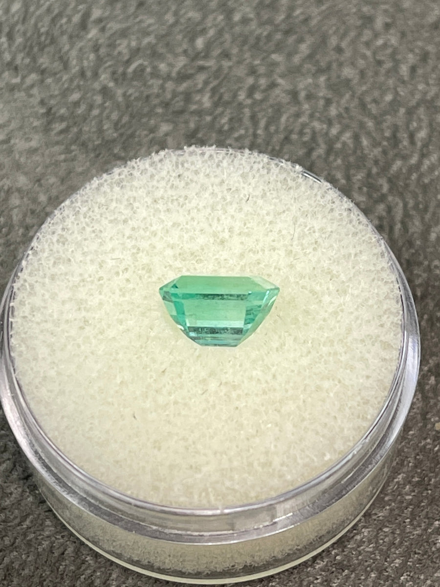 Emerald Cut 1.53 Carat Colombian Emerald - Natural Sea Foam Green