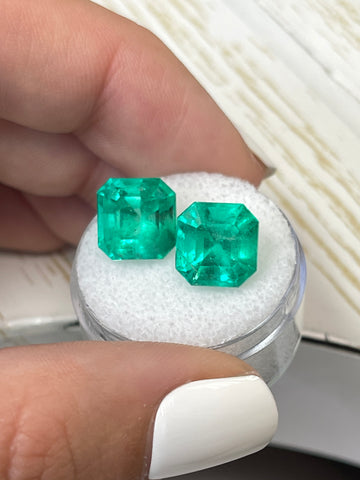 Asscher-Cut Colombian Emeralds: 10.33 Total Carat Weight, 10x10mm Green Gems