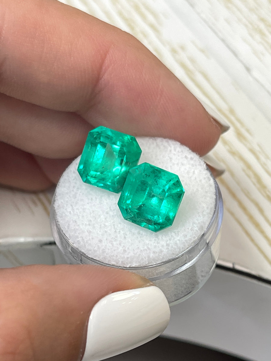 Emeralds from Colombia: 10.33tcw Asscher-Cut Loose Green Stones