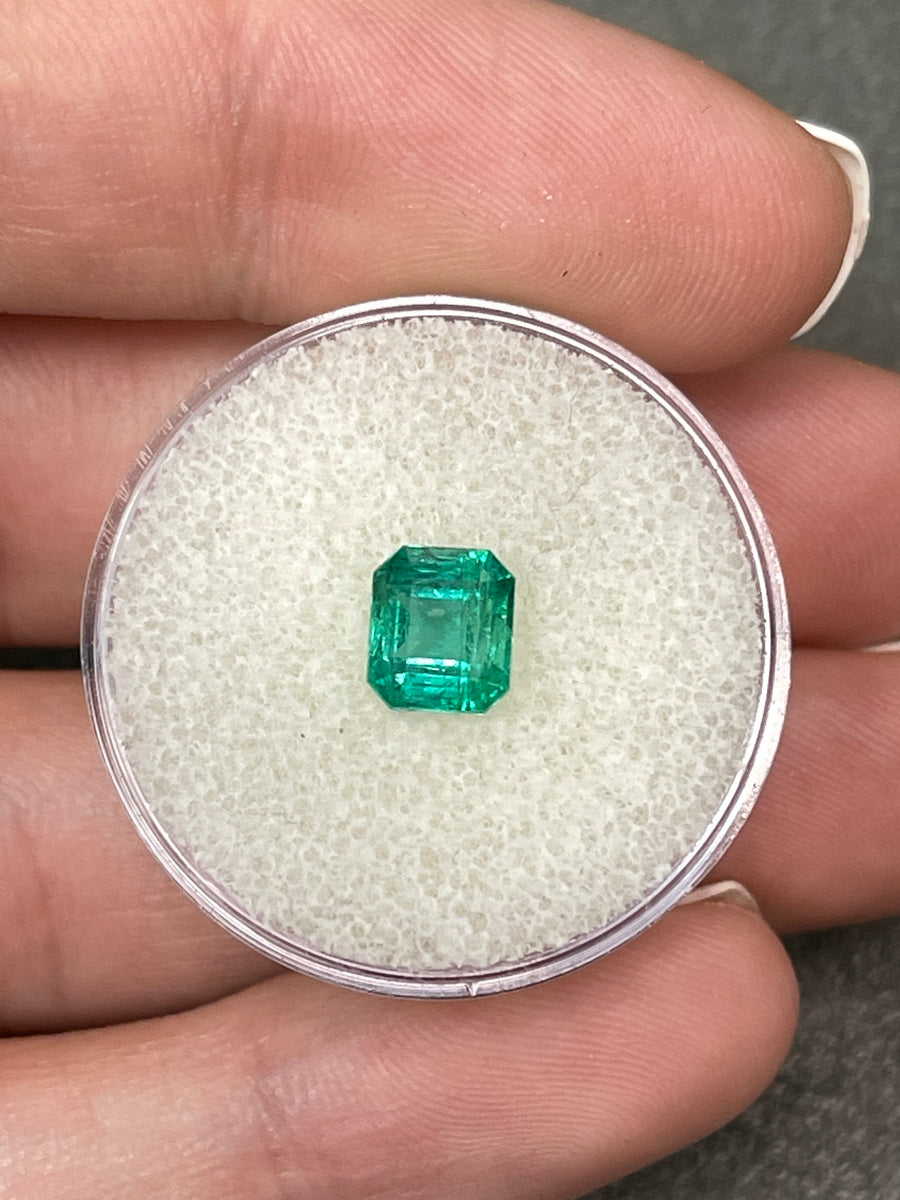Asscher Cut Zambian Emerald - 1.45 Carat Bluish Green Gemstone