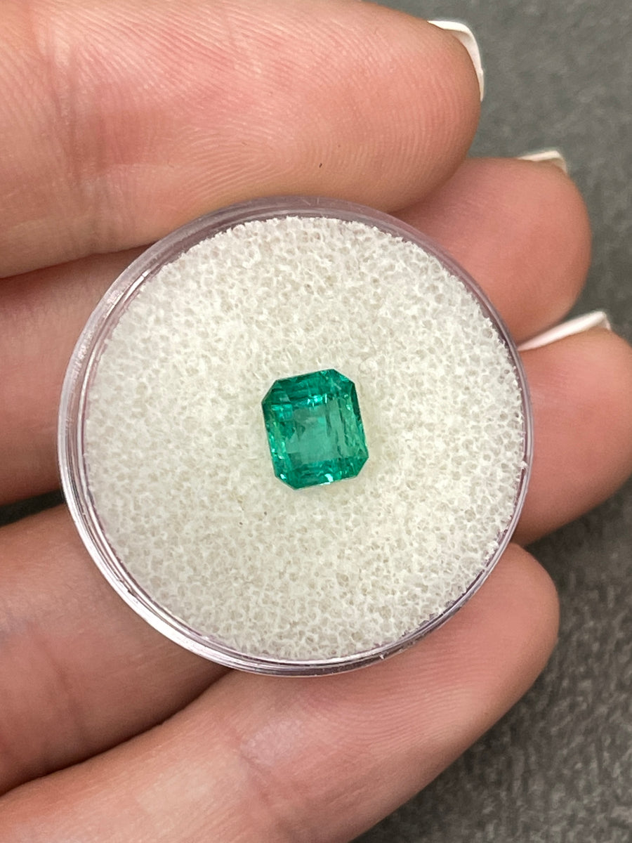 1.45 Carat Asscher-Cut Zambian Emerald in a Natural Bluish Green Shade