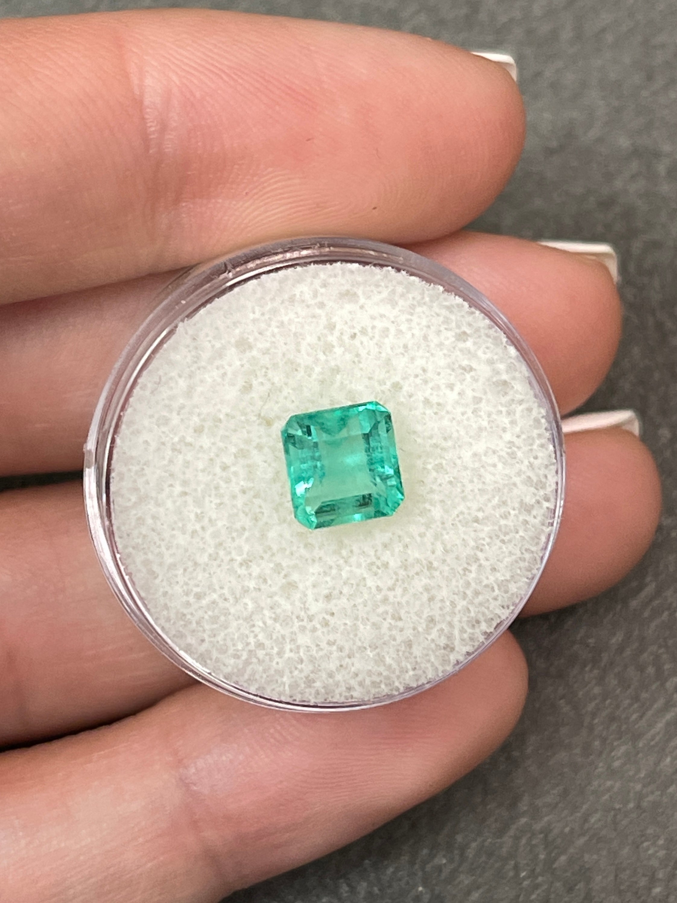 1.58 Carat Bluish Green Asscher-Cut Colombian Emerald - Unmounted