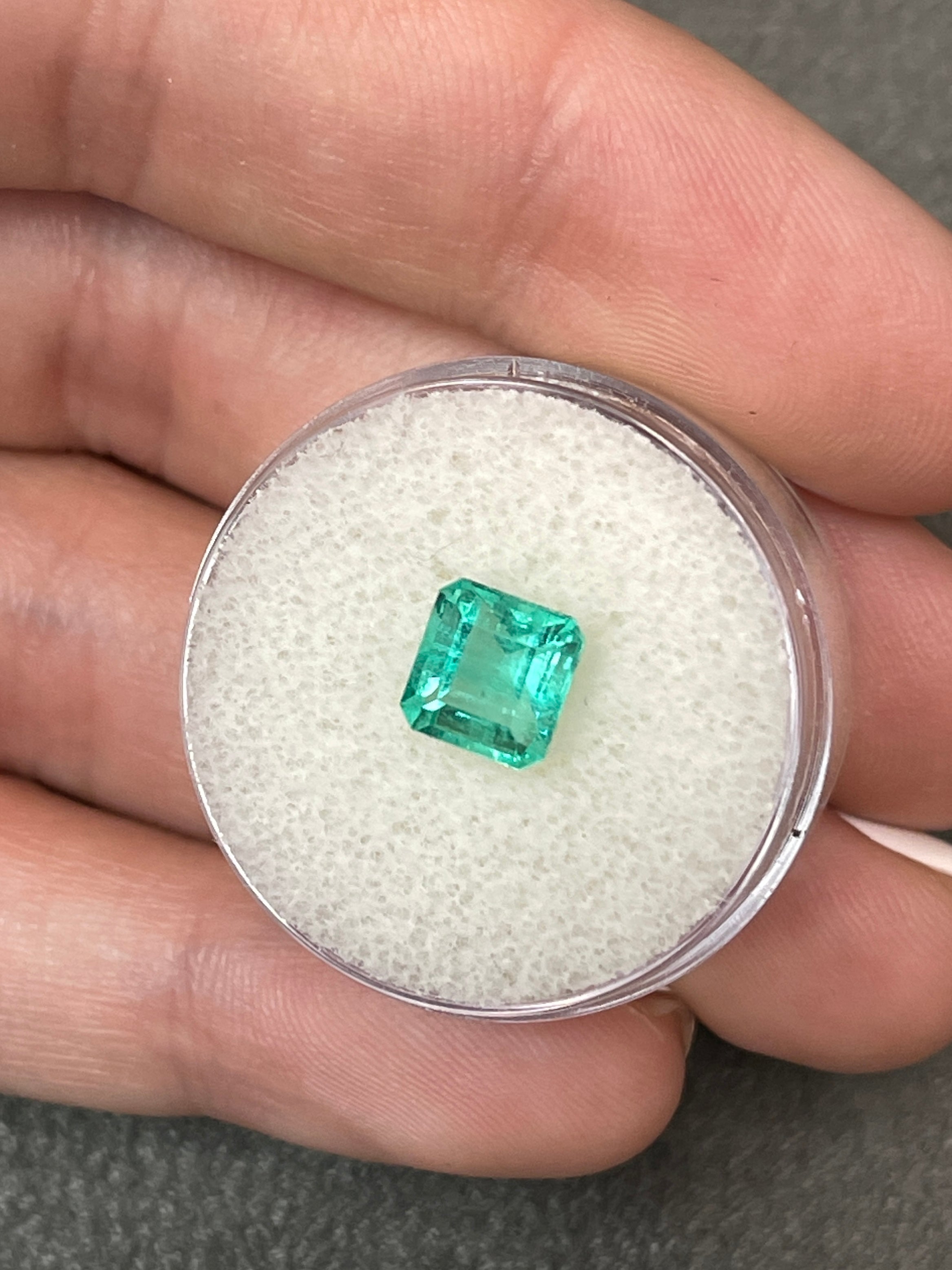 Colombian Emerald - Asscher Cut, 1.58 Carat Bluish Green Gemstone