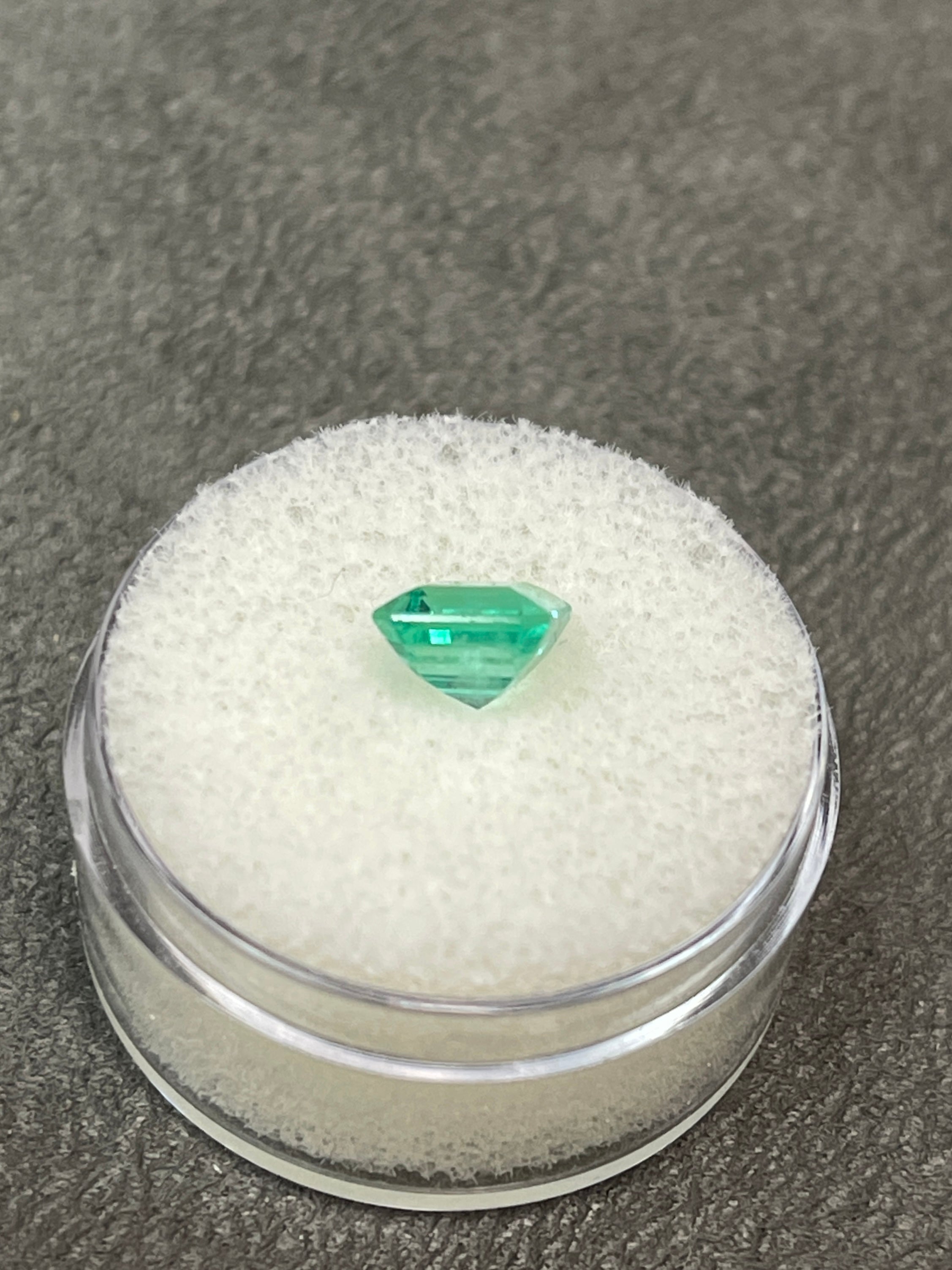 Stunning Unset Colombian Emerald - 1.58 Carat Bluish Green Asscher Cut