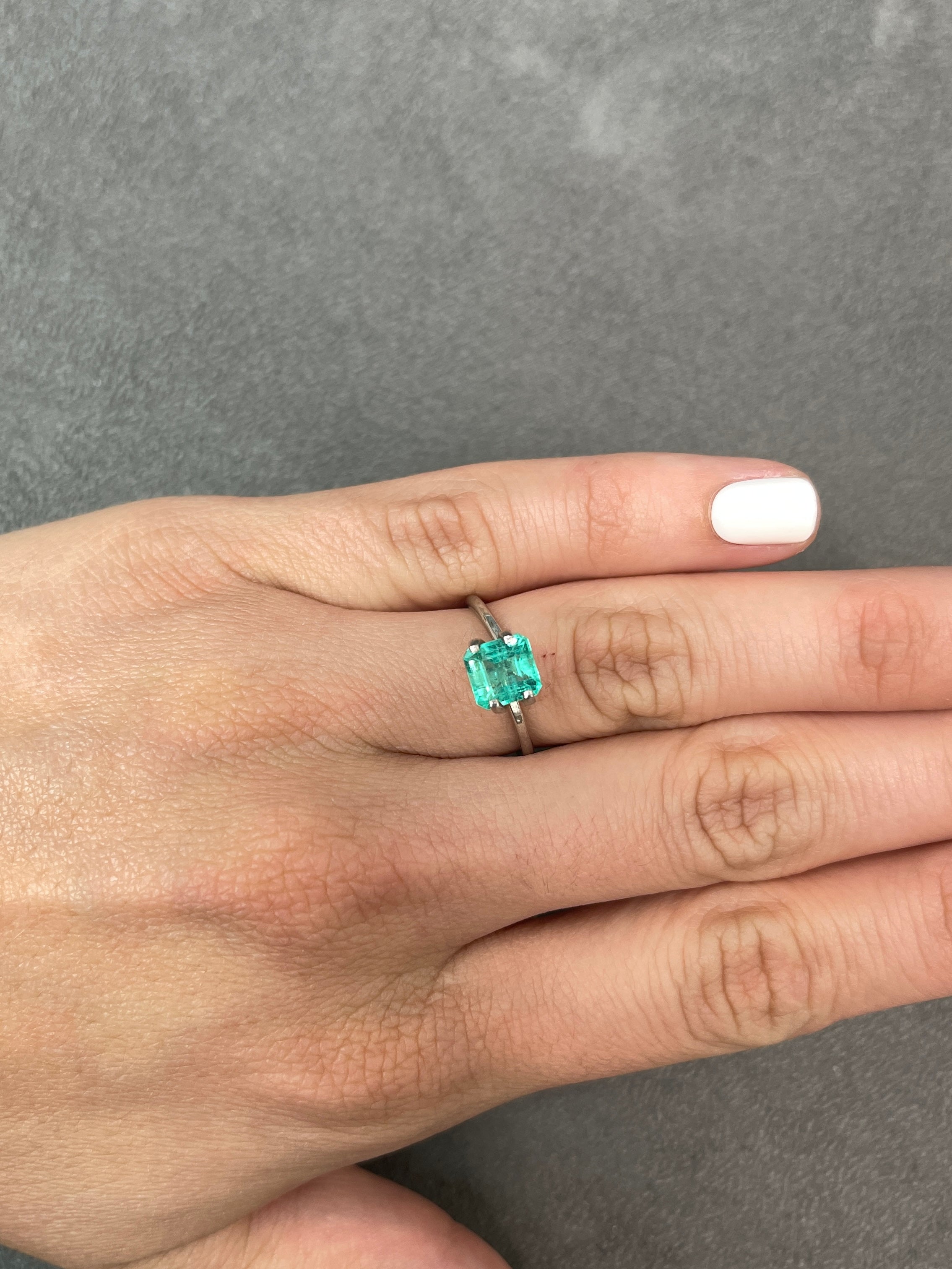 1.58 Carat Bluish Green Colombian Emerald - Asscher Cut, No Setting