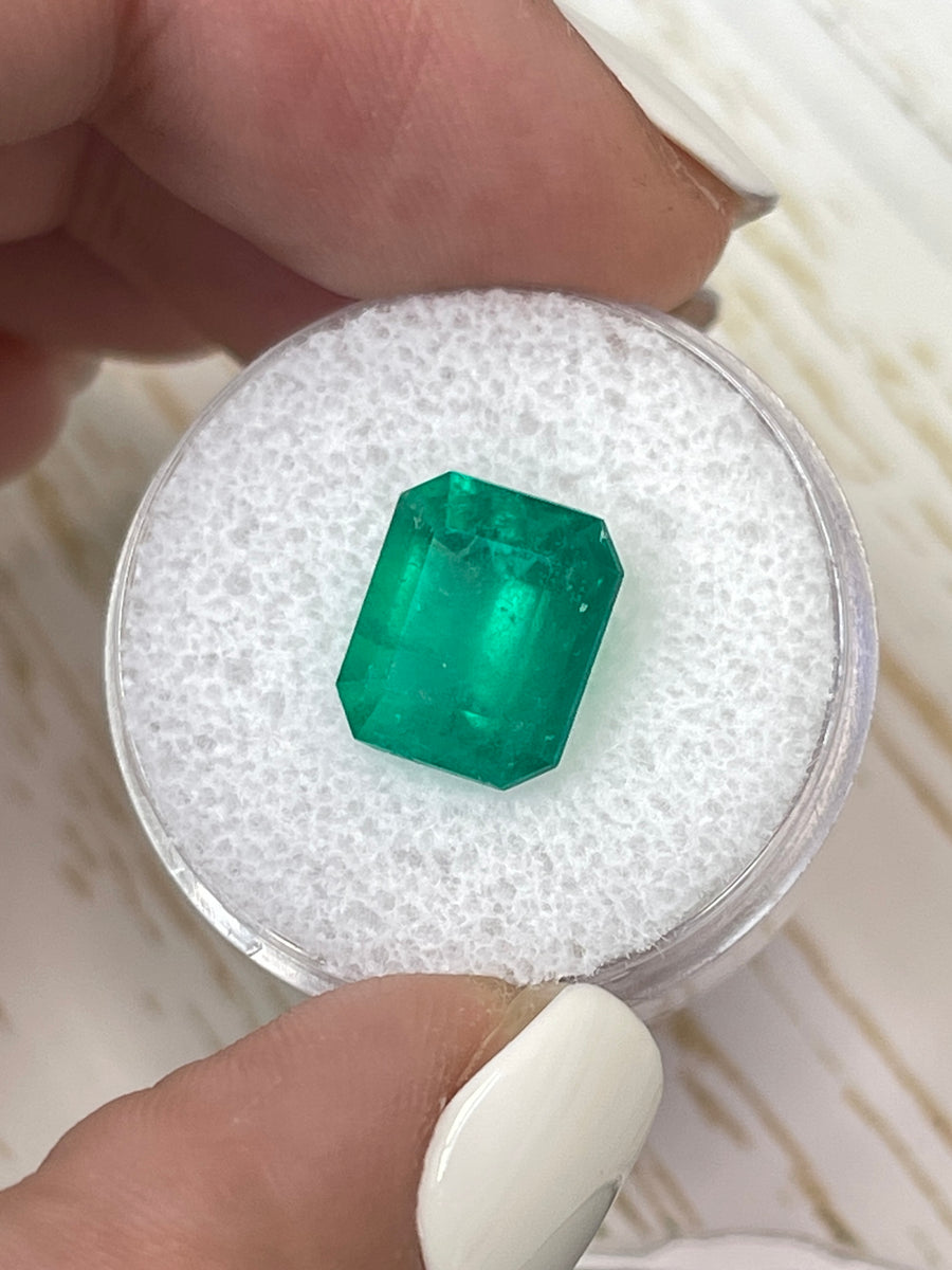 4.50 Carat 11x9 Medium Muzo Green Natural Loose Colombian Emerald-Classic Emerald Cut