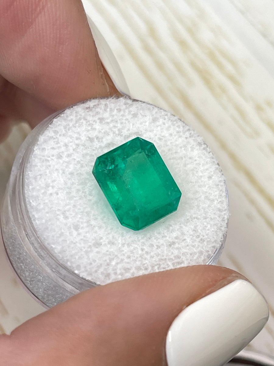 4.50 Carat 11x9 Medium Muzo Green Natural Loose Colombian Emerald-Classic Emerald Cut