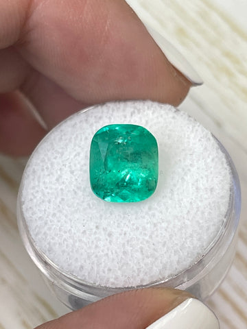Cushion Cut Colombian Emerald - 3.43 Carat Genuine Medium Green Gem