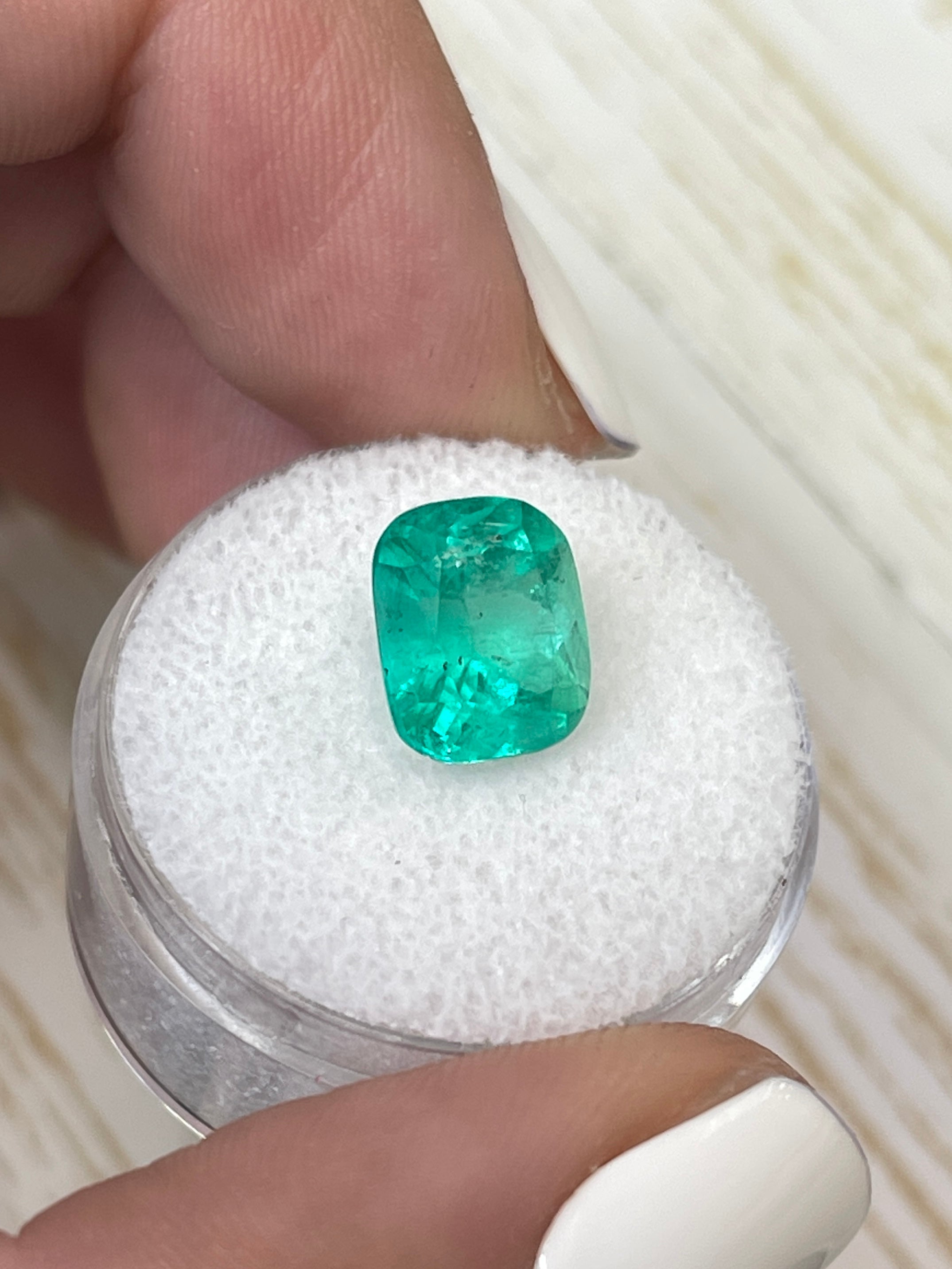 3.43 Carat Cushion-Cut Colombian Emerald - Natural Medium Green