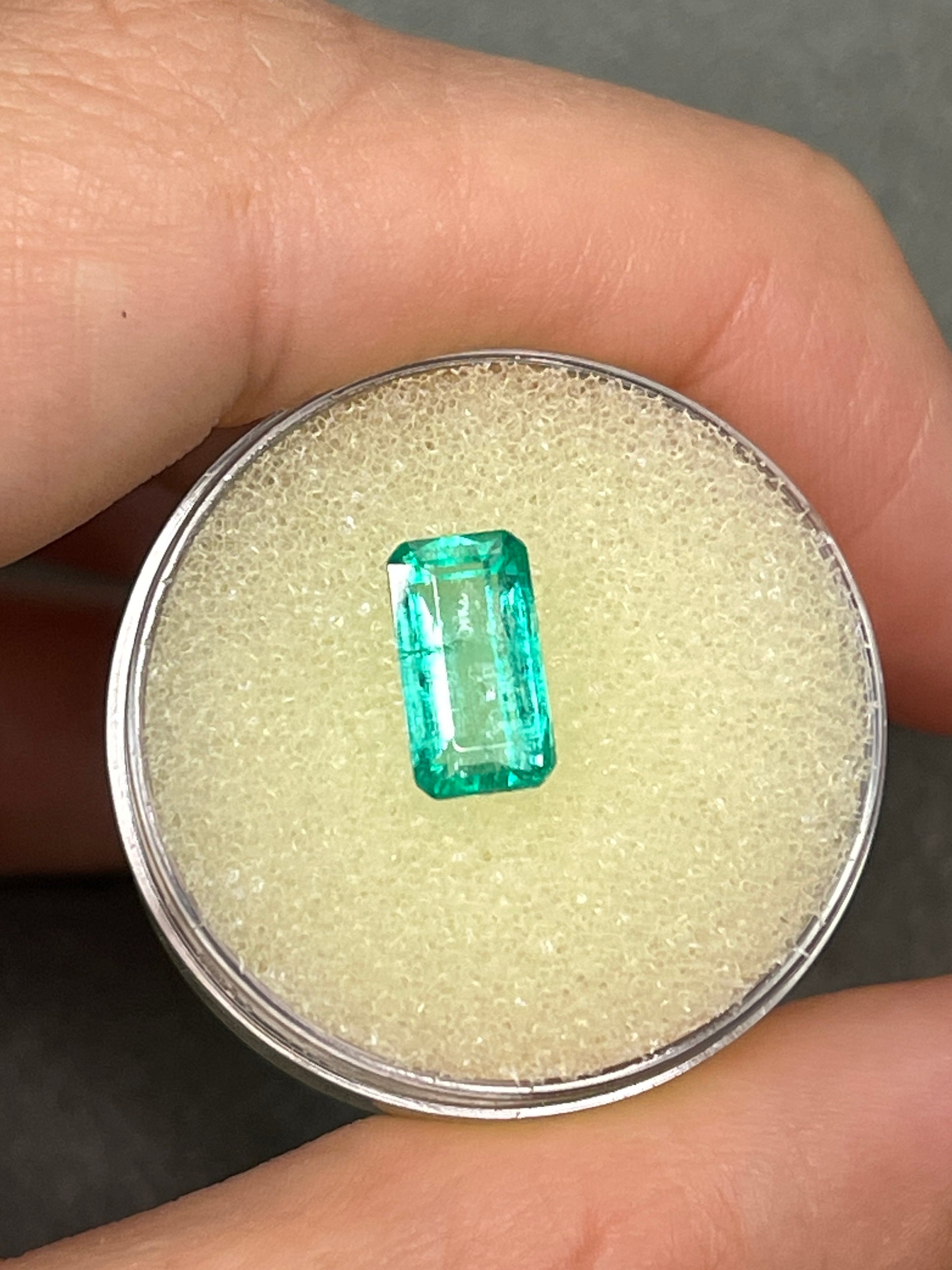 Elongated Emerald Cut - 1.64 Carat Colombian Emerald with Beautiful Spring Green Hue