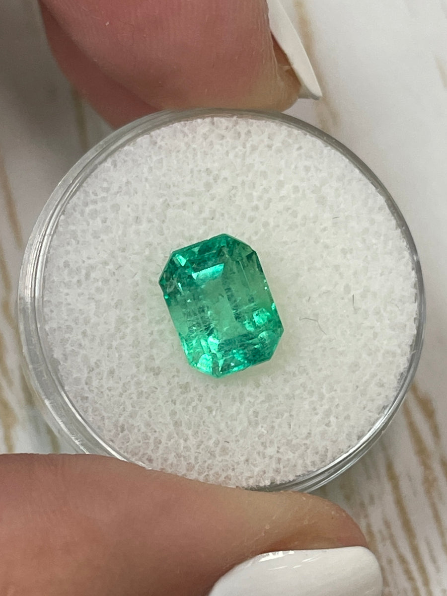 Stunning 2.94 Carat Apple Green Colombian Emerald - Emerald Cut
