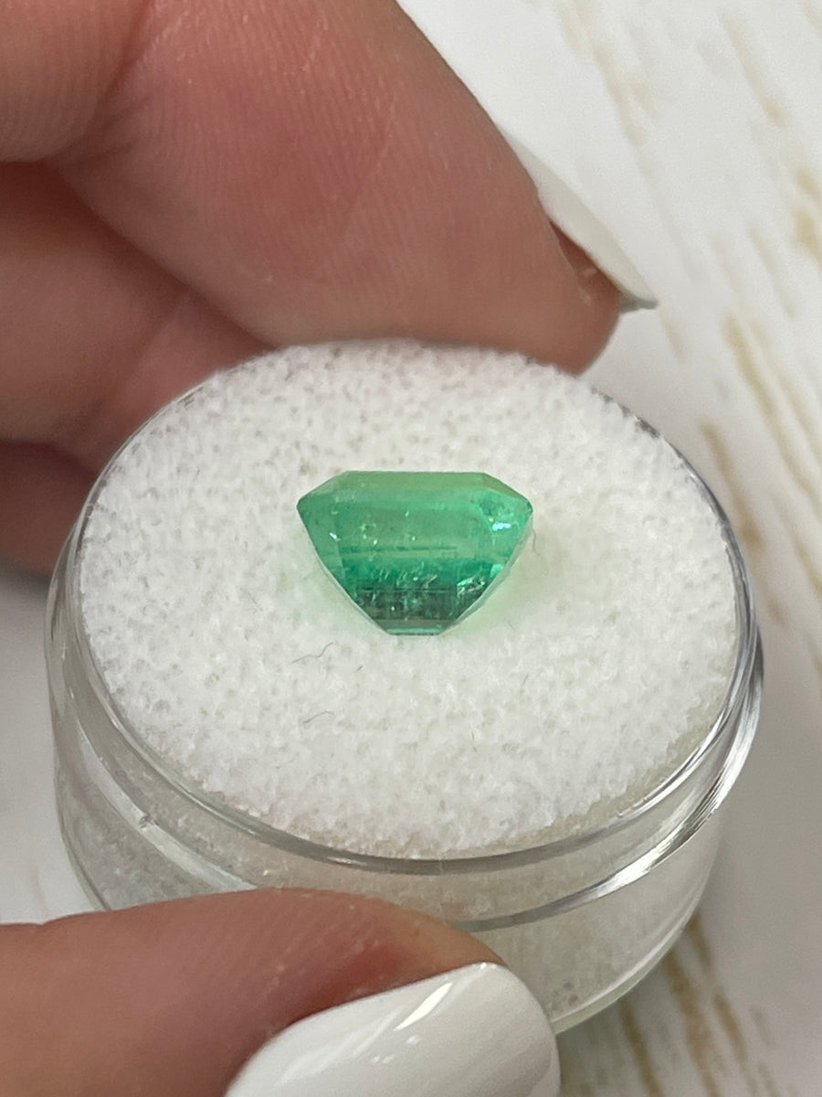 Apple Green 9.5x7.2mm Emerald Cut Emerald - 2.94 Carat Loose Gemstone