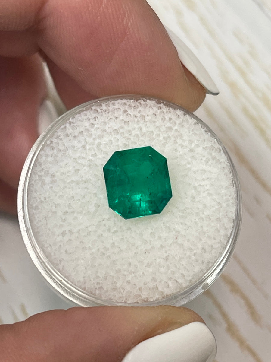 Asscher Cut Colombian Emerald (3.01 Carat) - Vibrant Green, Minor Oil Enhancement