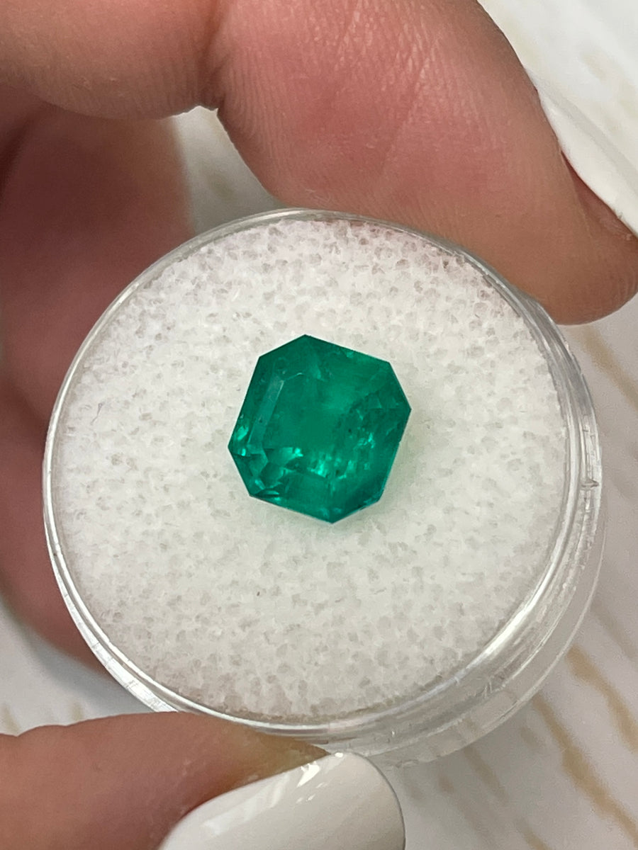 3.01 Carat Asscher Cut Emerald from Muzo, Colombian Origin, with Slight Oil