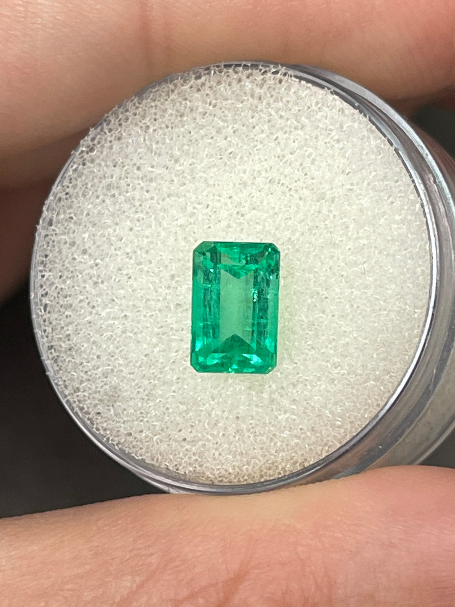 Emerald Cut 1.77 Carat Colombian Emerald in Striking Green Hue