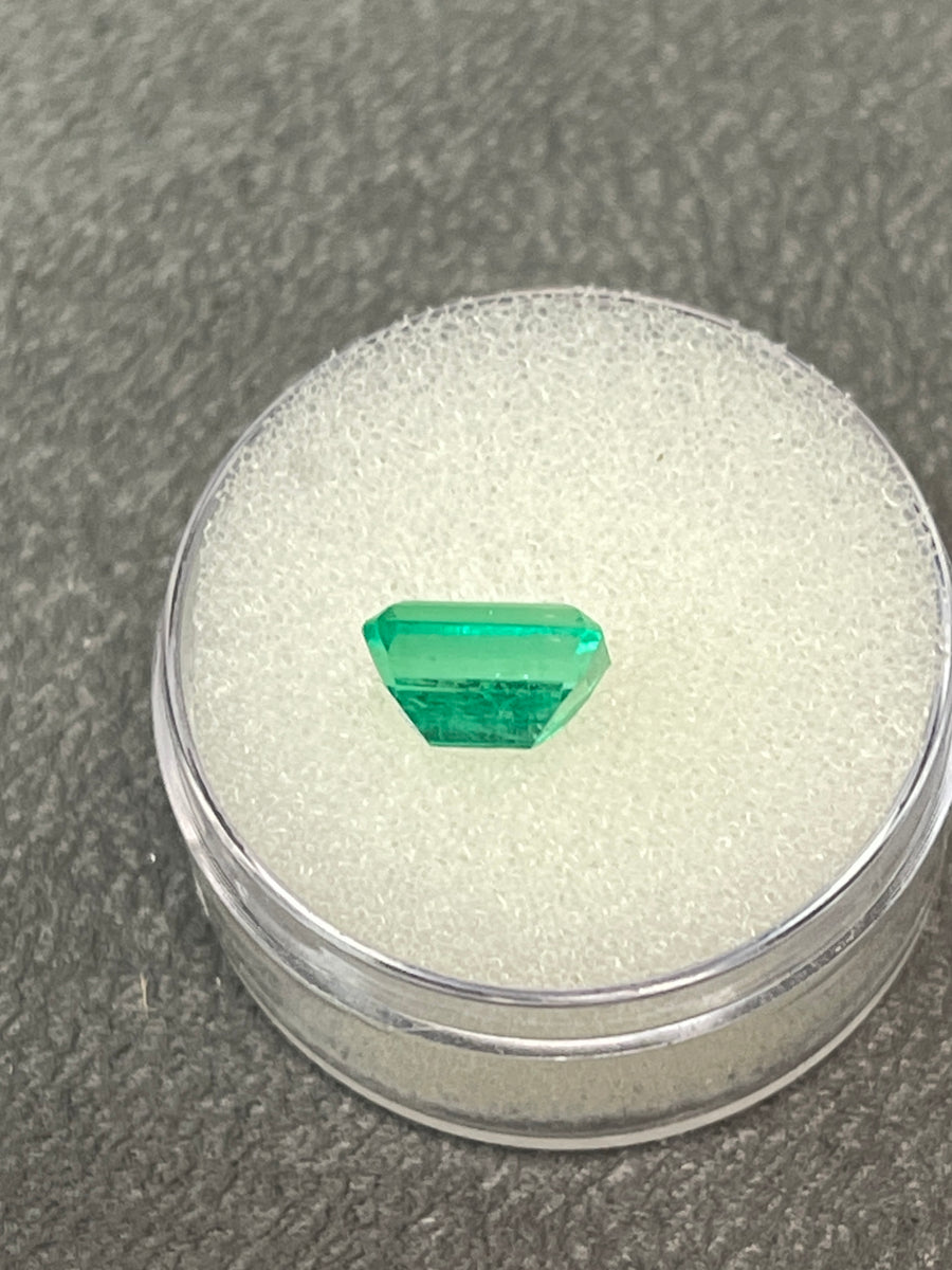 Chromatic Green 1.77 Carat Colombian Emerald - Cut in Emerald Shape