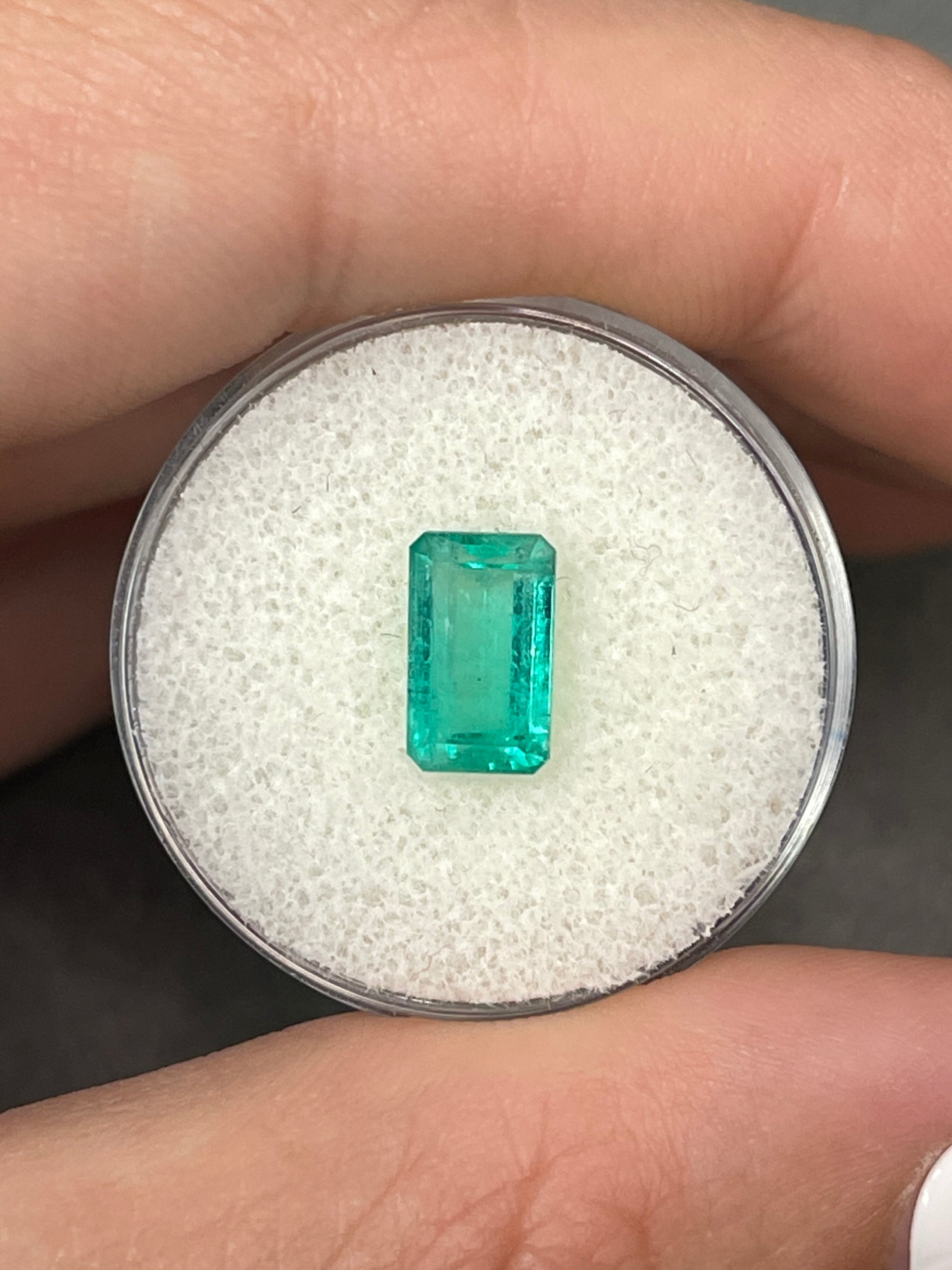 Vivid Bluish Green Colombian Emerald - 1.80 Carat Loose Stone, Emerald Cut