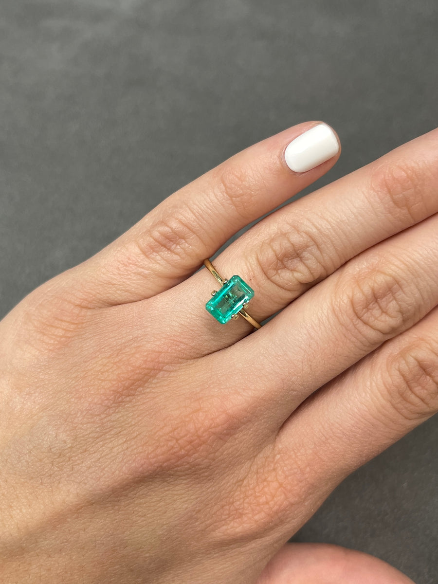 Lustrous 1.80 Carat Colombian Emerald - Emerald Cut, Bluish Green Shade