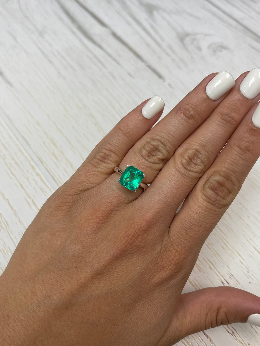 4.20 Carat 10x10 Vibrant Loose Colombian Emerald-Asscher Cut