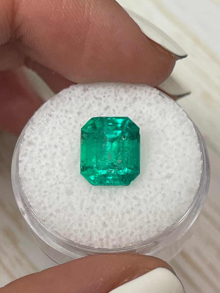 4.26 Carat 10x9 Vivid Green Natural Loose Colombian Emerald-Emerald Cut