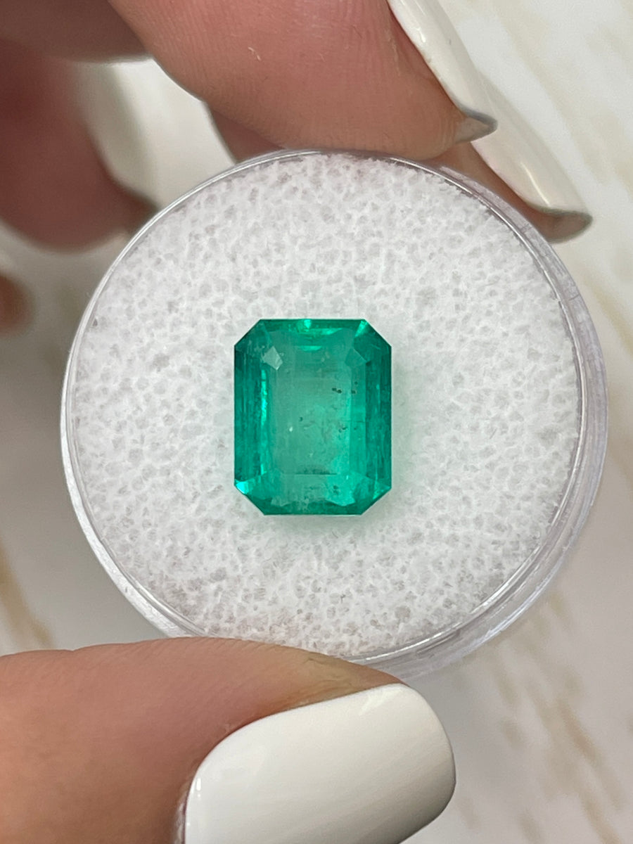 Vibrant Green 10x8mm Colombian Emerald - 7.11 Carat, Emerald Cut
