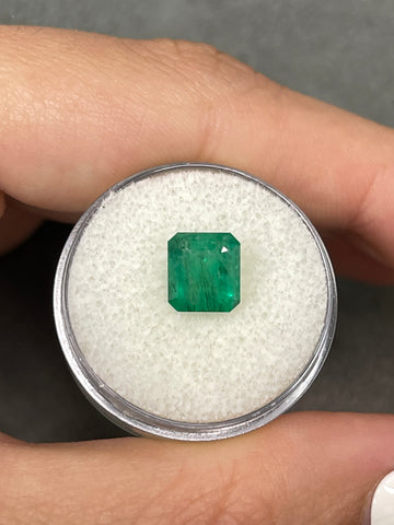 2.25 Carat Asscher Cut Dark Green Brazilian Emerald Gemstone