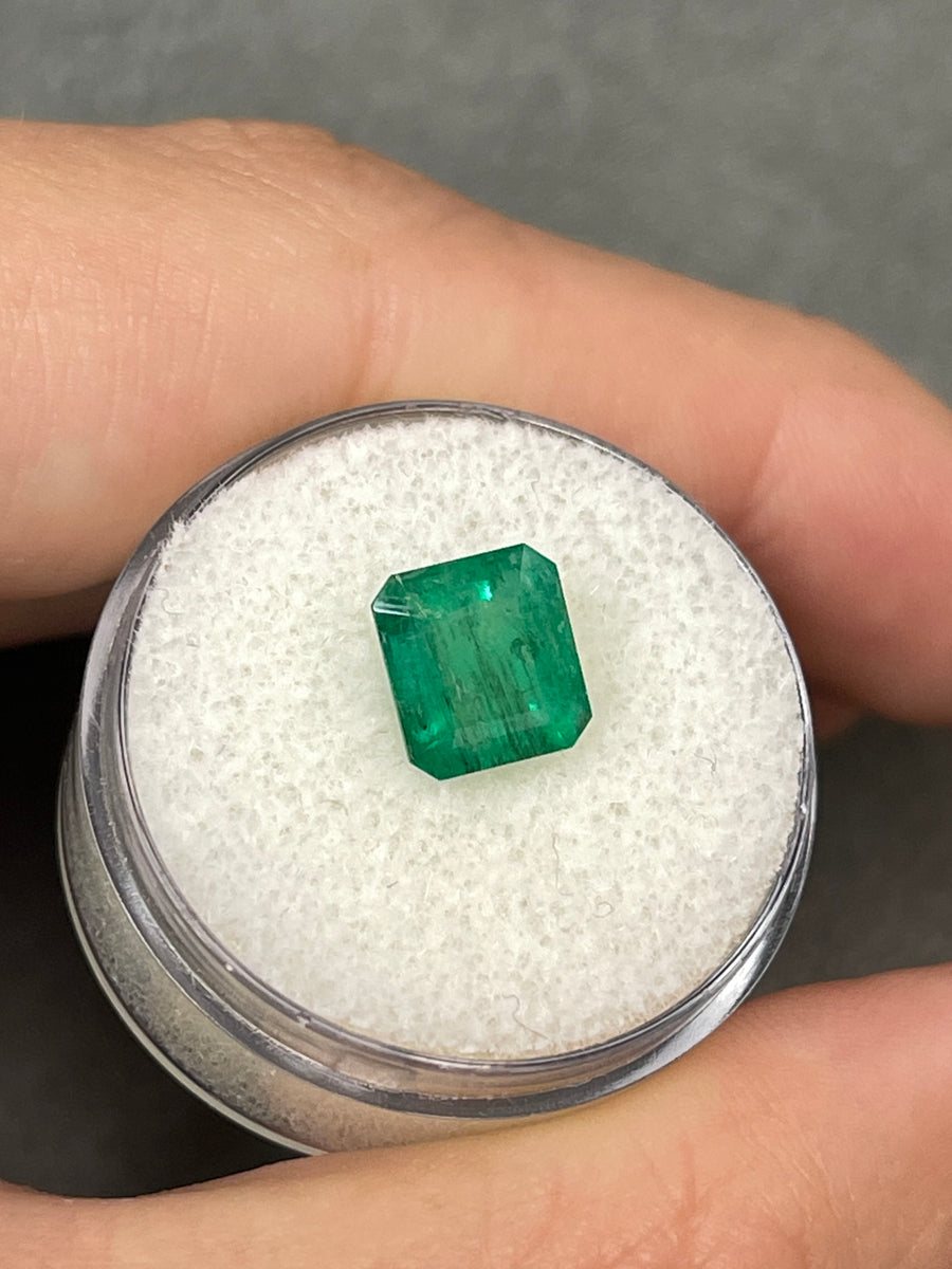 2.25 Carat Asscher Cut Brazilian Emerald - Natural Dark Green Gem