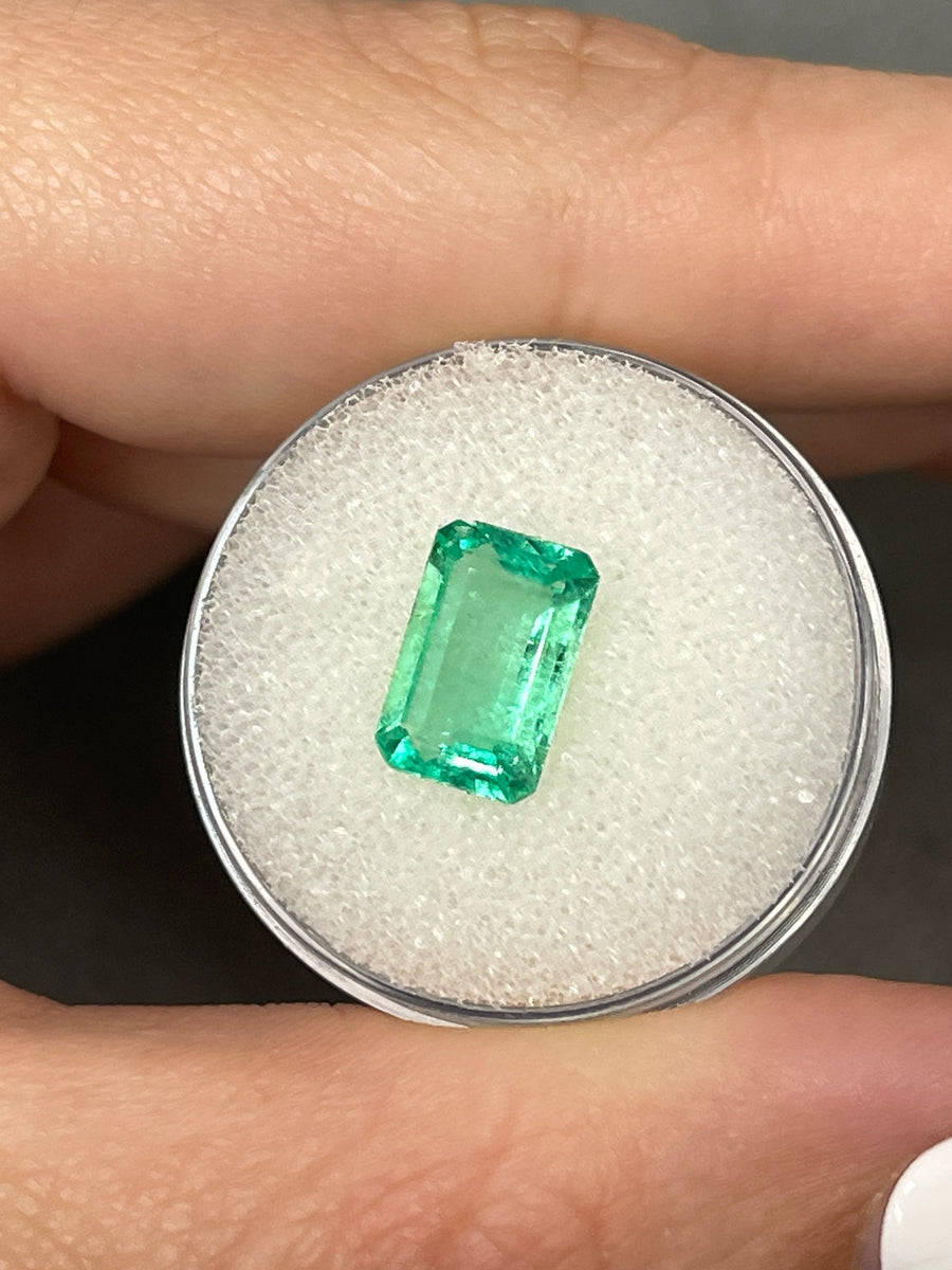 Colombian Emerald - Light Yellowish 2.34 Carat Loose Gemstone - Emerald Cut