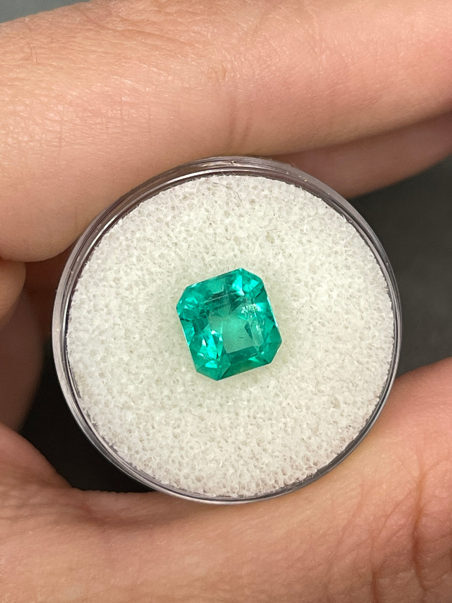 2.46 Carat Bluish Green Emerald Cut Natural Unset Colombian Emerald
