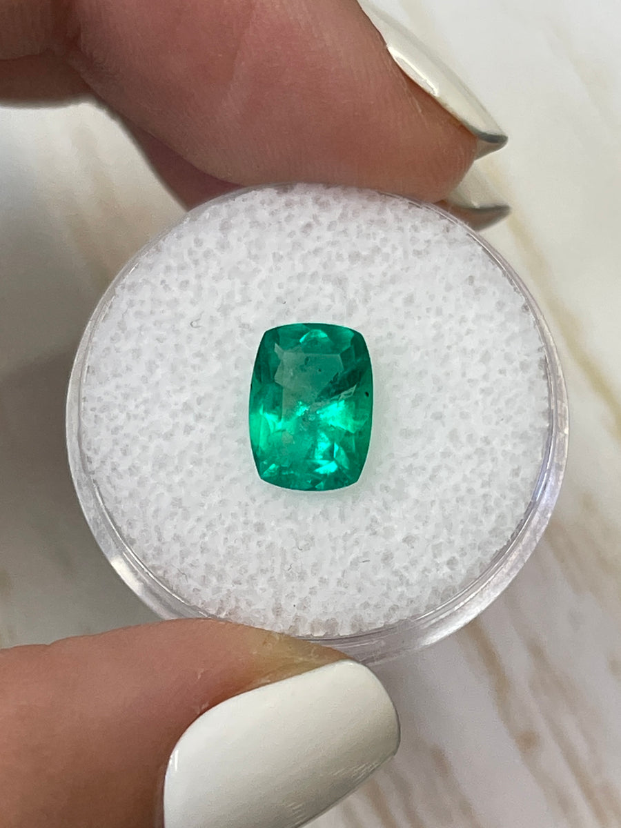 Elongated Cushion Cut Colombian Emerald - 1.85 Carat Vibrant Green Gem