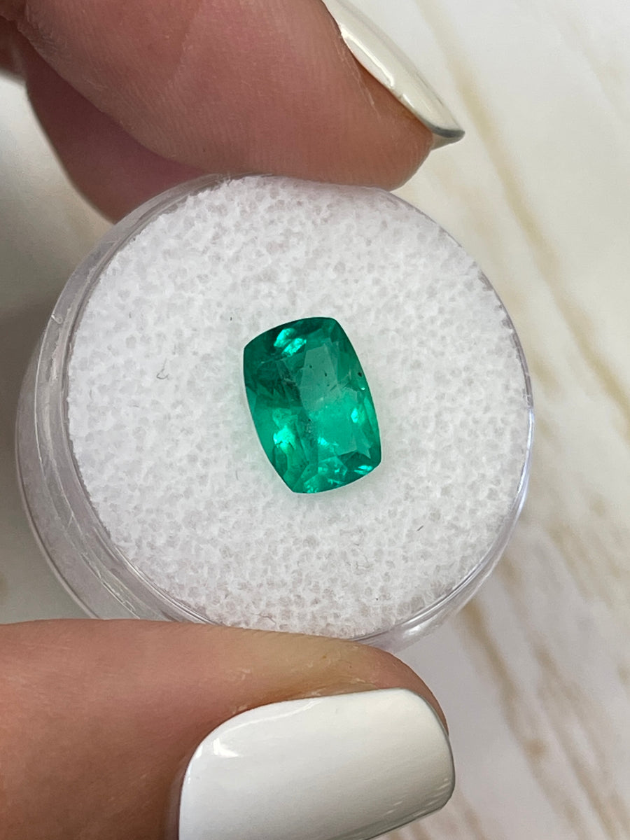 Elongated Cushion Cut Emerald from Colombia - 1.85 Carat in Striking Green