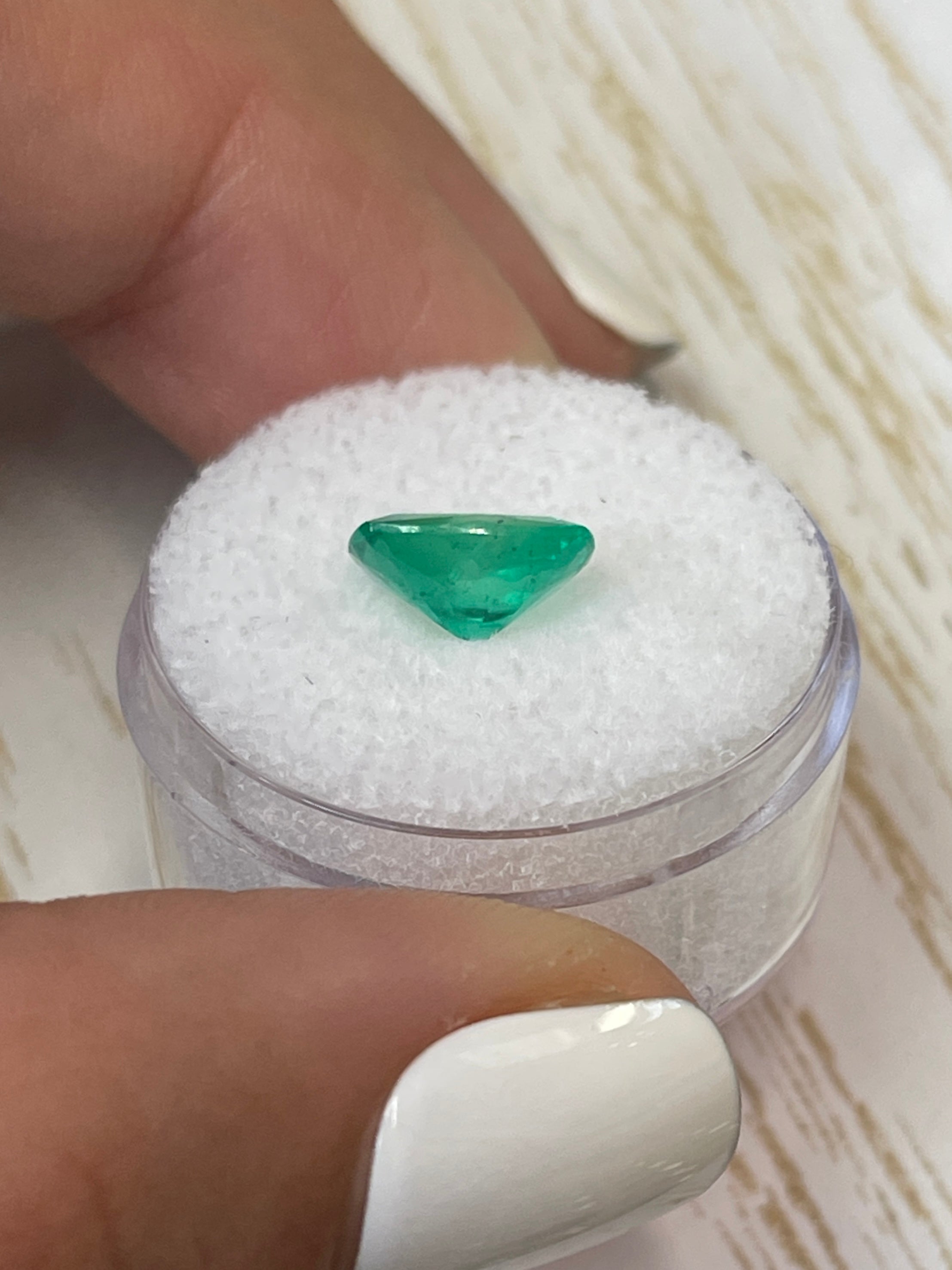 1.85 Carat 10x7 Vivid Green Natural Loose Colombian Emerald-Elongated Cushion Cut - JR Colombian Emeralds