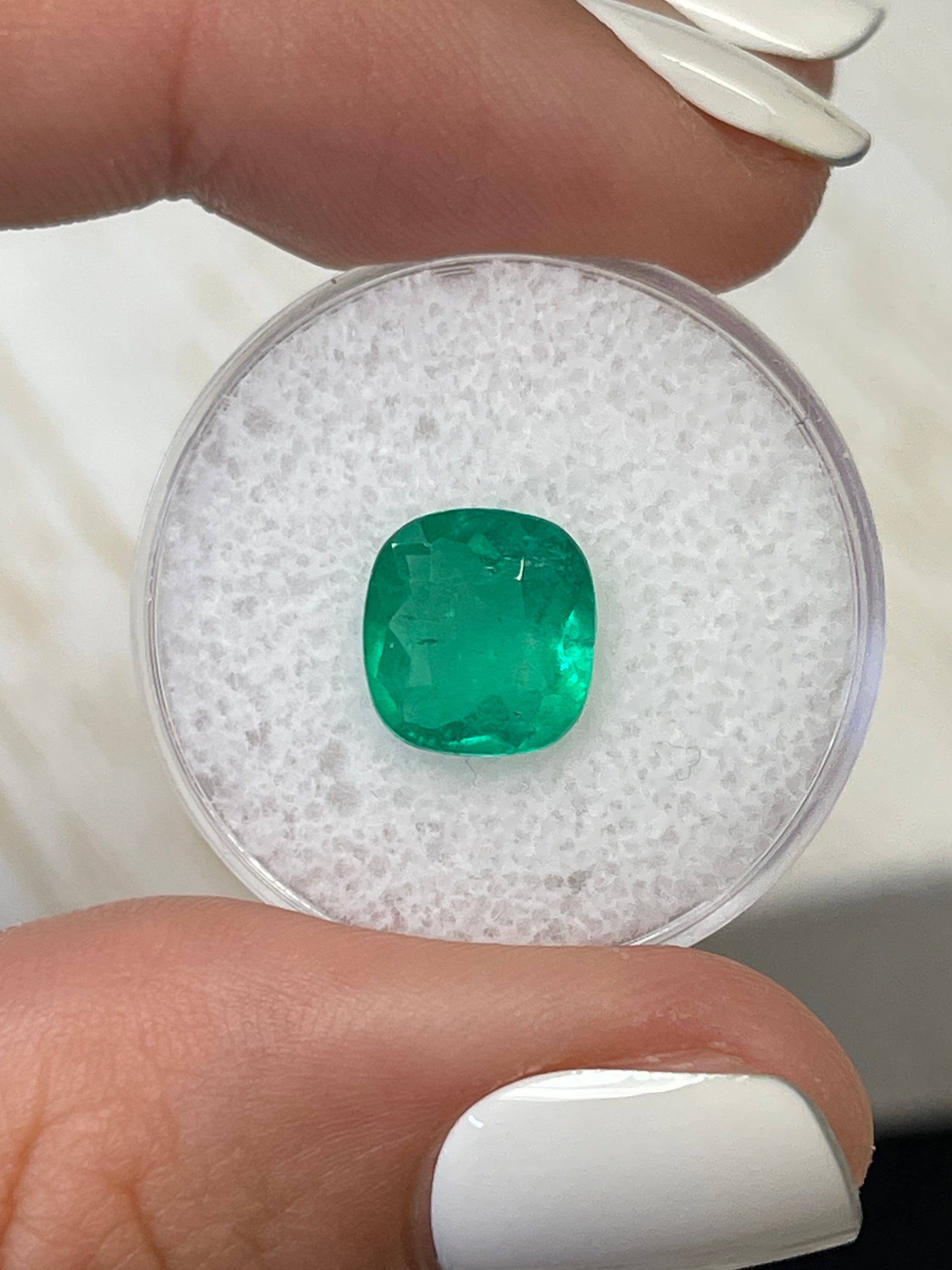 Vibrant 2.49 Carat Cushion Cut Colombian Emerald - Loose Gem