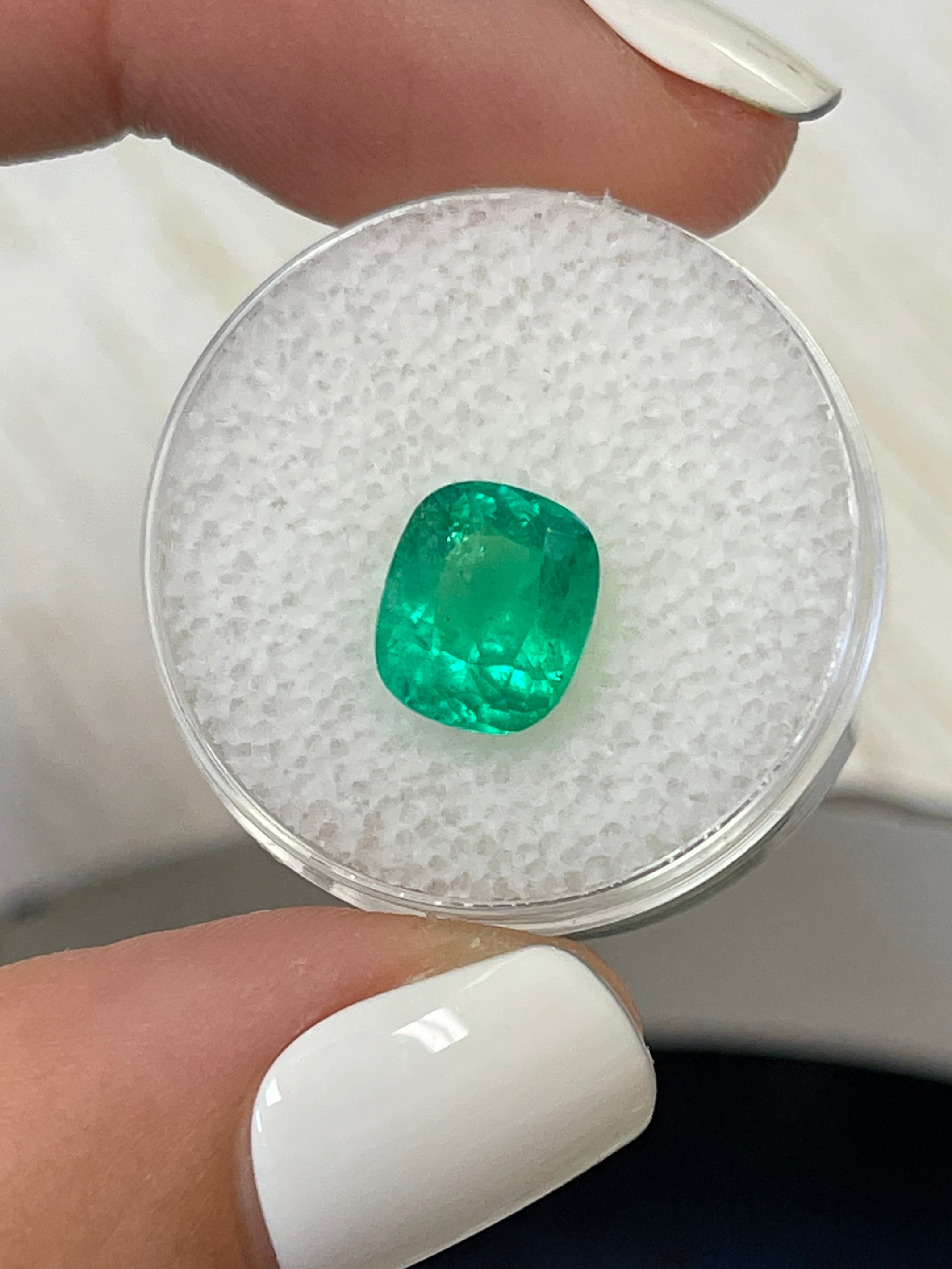 Elongated Cushion Cut Colombian Emerald - 2.50 Carats - Vibrant Yellowish-Green Shade