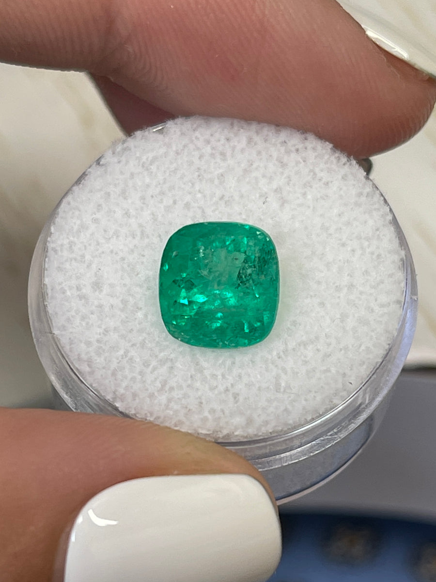 Loose Cushion Cut Emerald from Colombia - 3.48 Carat Earthy Gem
