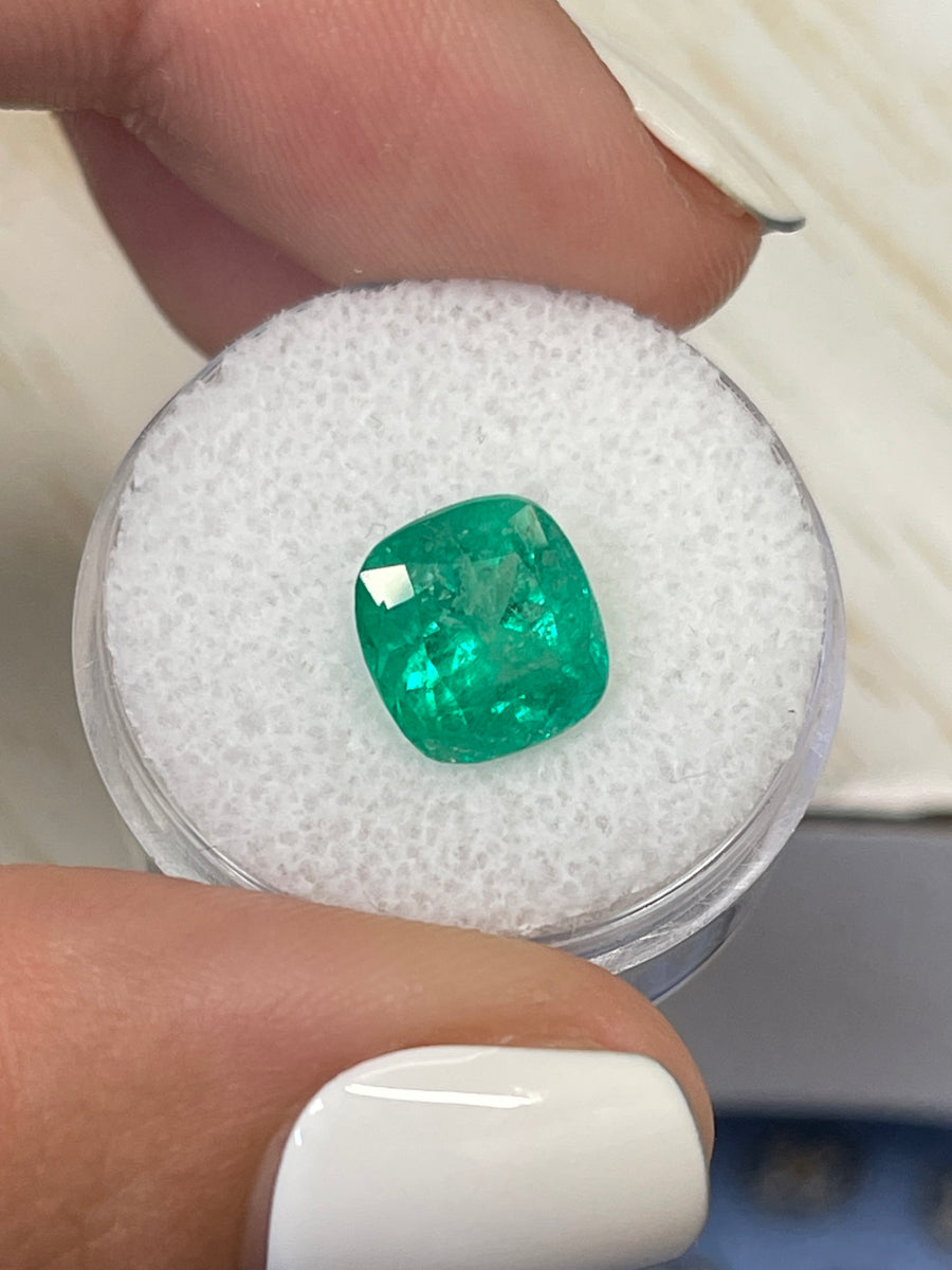 3.48 Carat Cushion Cut Colombian Emerald Gem - Earthy and Loose