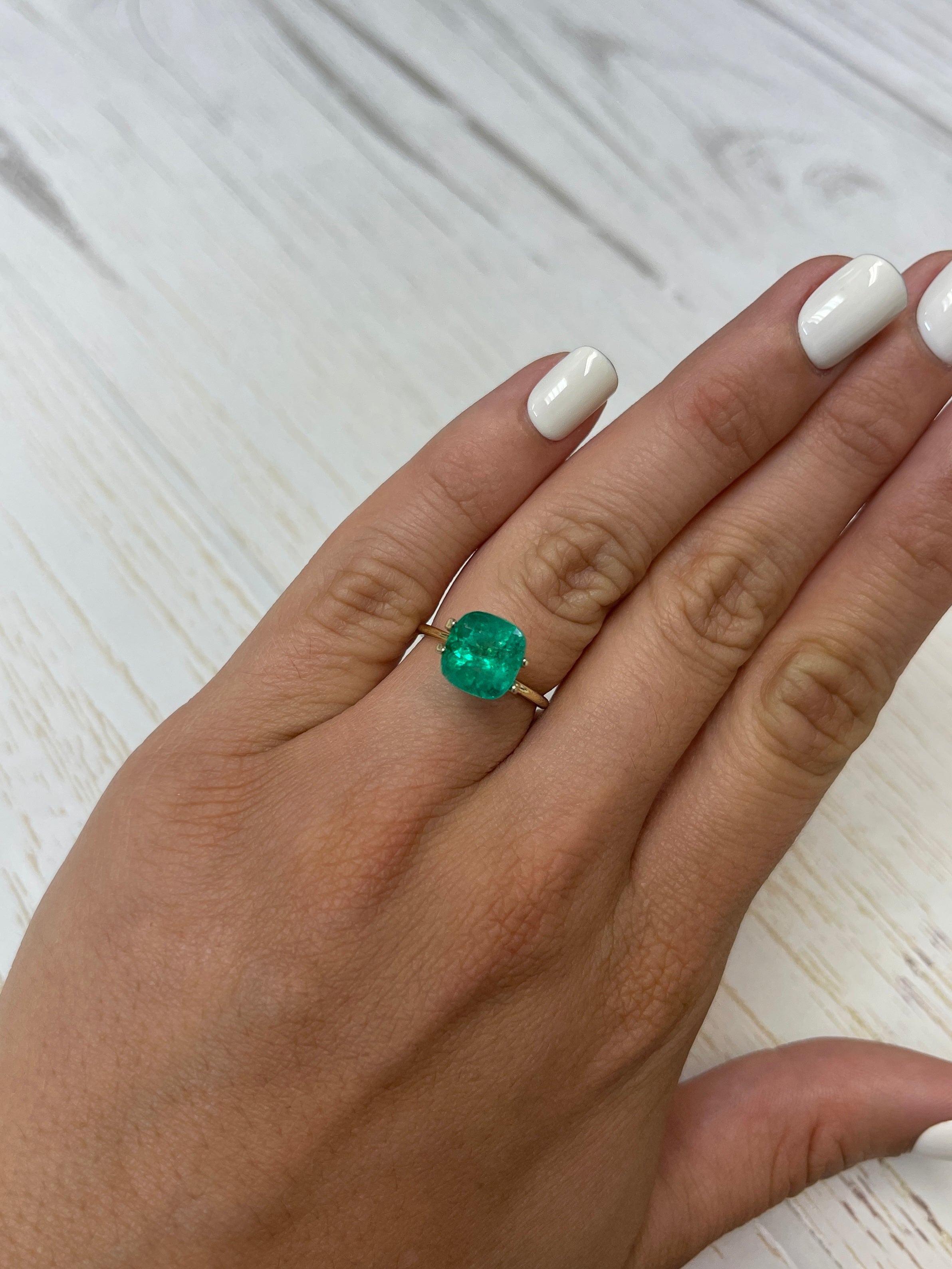 3.48 Carat 9.5x9 Earthy Natural Loose Colombian Emerald-Cushion Cut - JR Colombian Emeralds