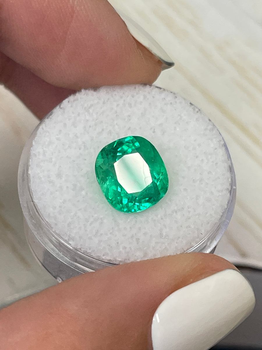 Gorgeous 3.58 Carat Loose Emerald - Cushion Shape - Medium Green Hue