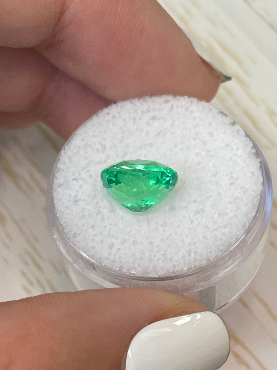 Medium Green Colombian Emerald - 3.58 Carat - Precisely Cut Cushion Gem