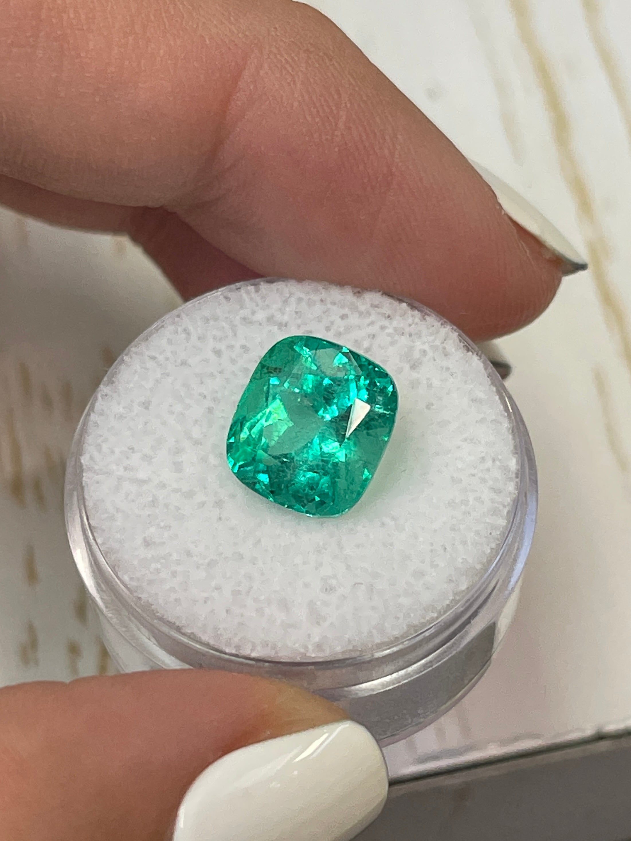 10.5 x 9.7 Loose Colombian Emerald - Cushion Cut - Certified 5.29 Carats