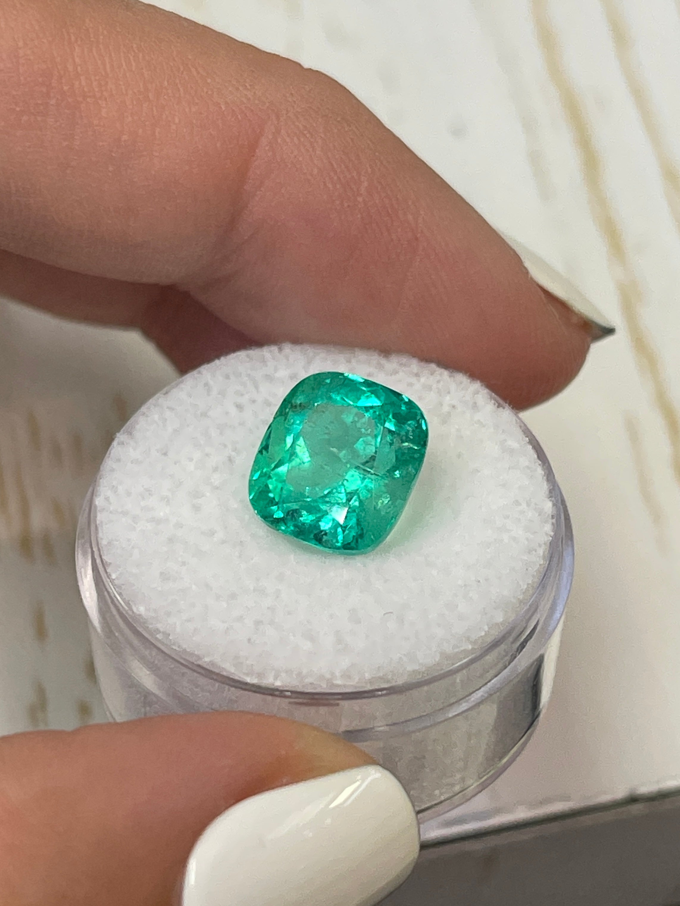 Gorgeous Certified Bluish Natural Emerald - 5.29 Carat Cushion Cut