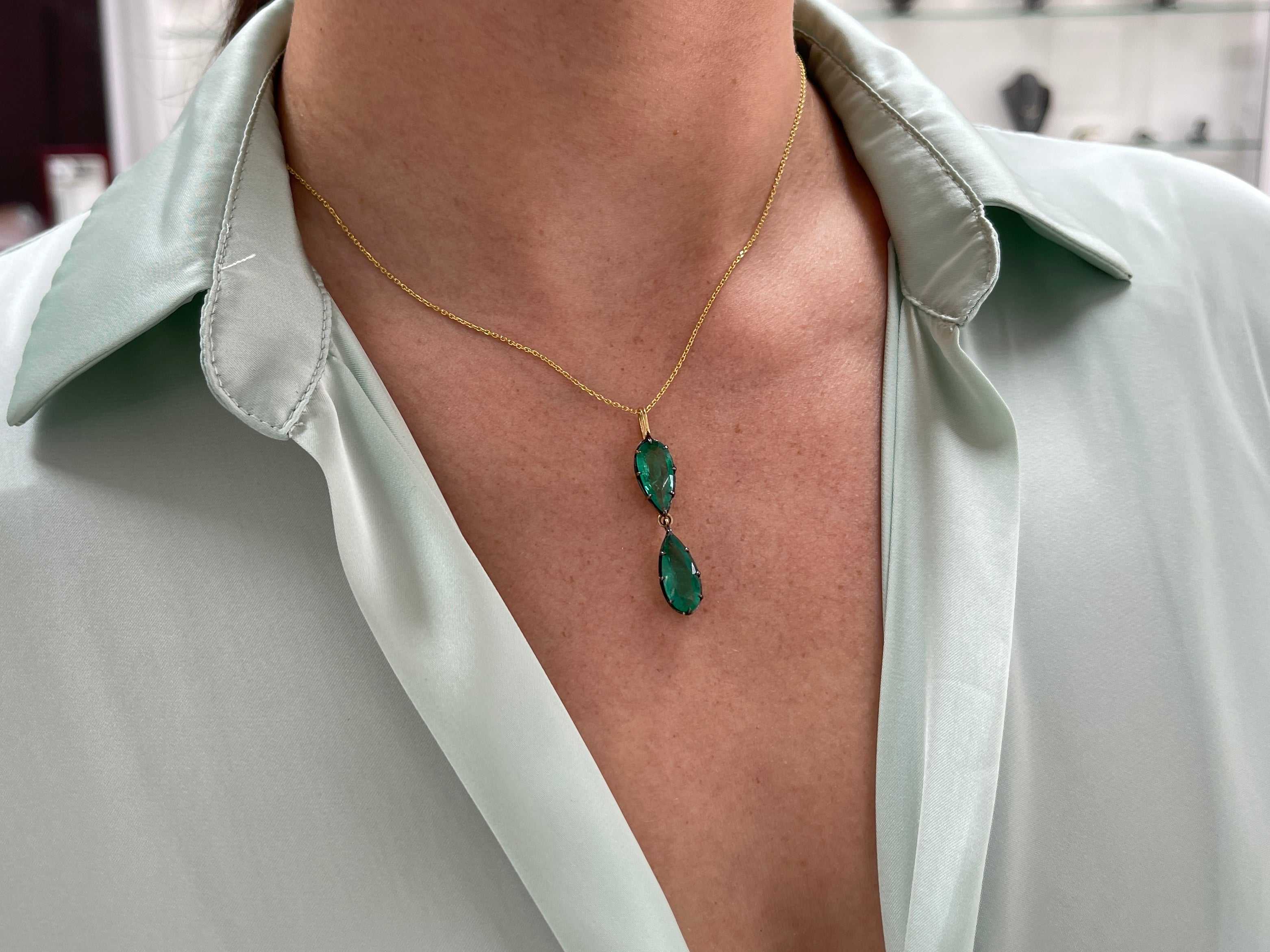 5.25tcw Georgian Styled Emerald Hourglass Necklace