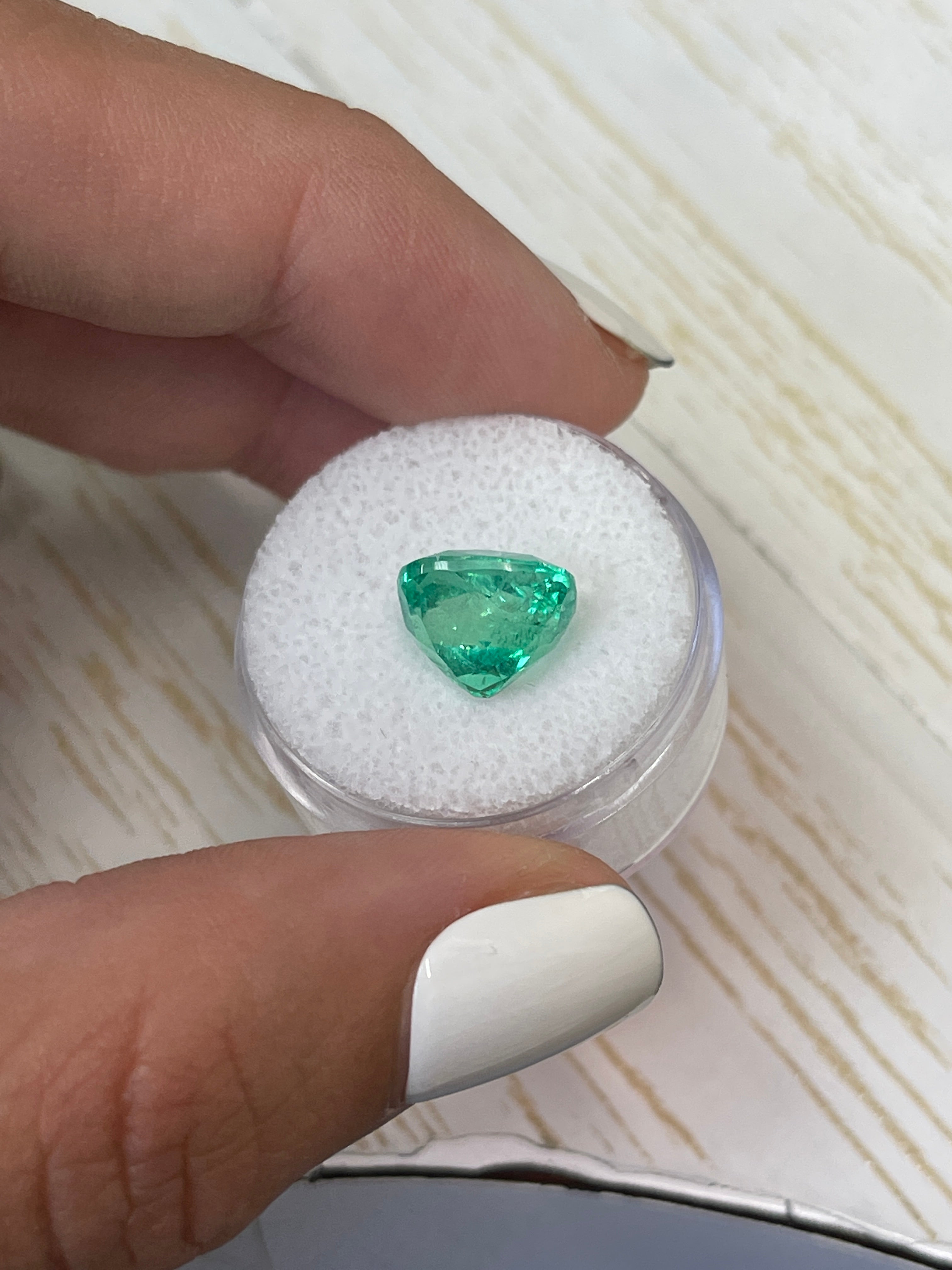 Exquisite 5.29 Carat Bluish Natural Cushion Cut Colombian Emerald